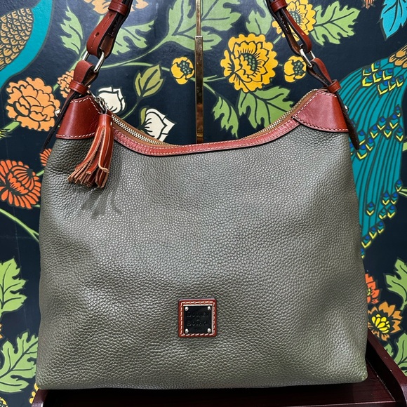 Dooney & Bourke Olive Pebbled Leather Shoulder Bag - Picture 3 of 14